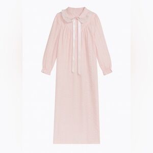 Vintage Pink Lace Collar Nightgown – Size Small – Made in USA – Satin Ribbon